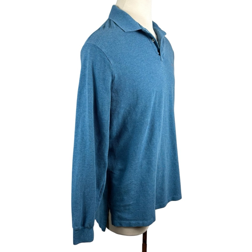 Men’s Polo Ralph Lauren 100% Cotton Blue Ling Sleeve Polo XL 0292 - Picture 4 of 8